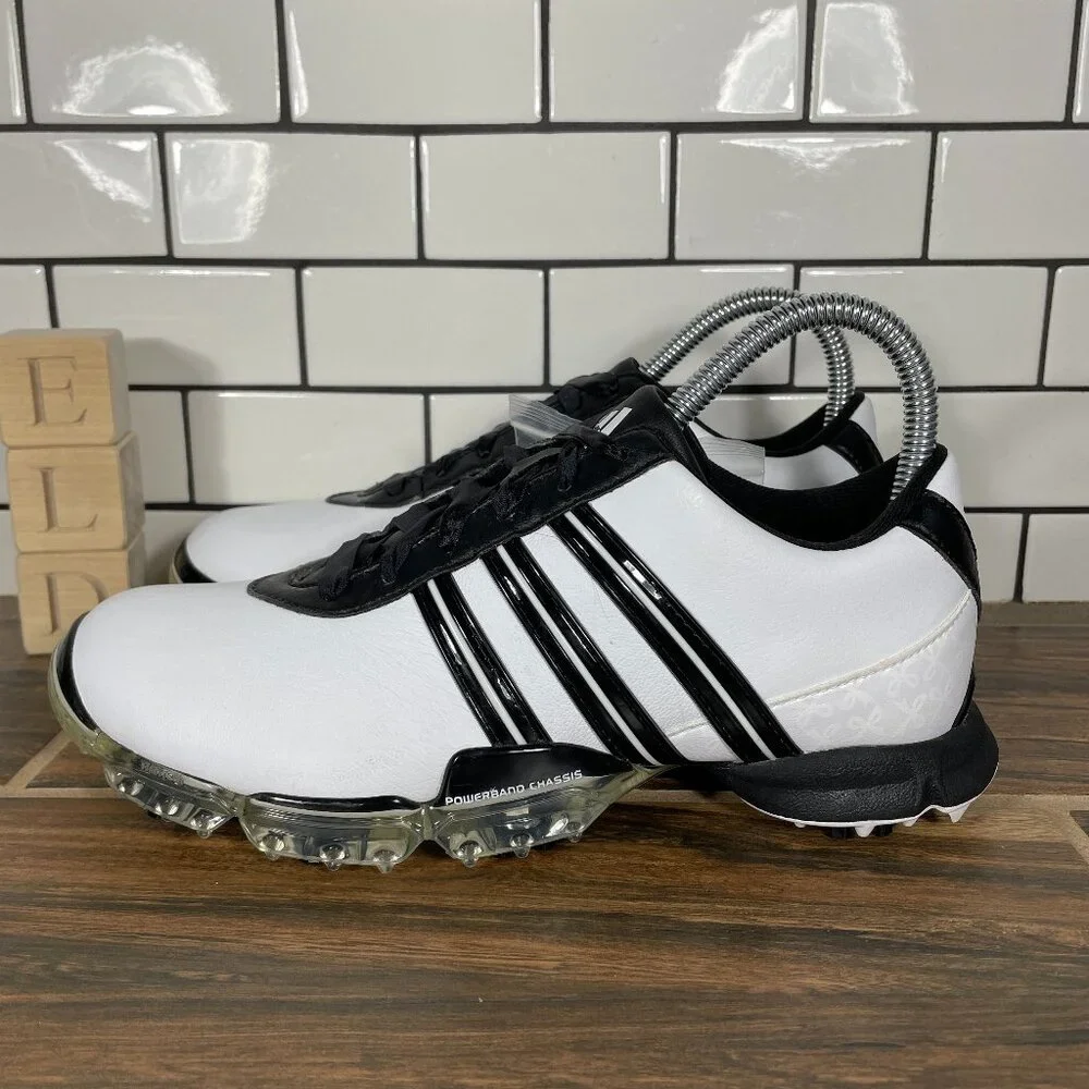 adidas Signature Paula Womens Size 6 Golf Shoes White Black Leather Sneaker NEW